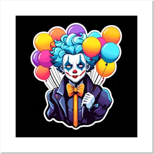 Clown Halloween Illustration Posters and Art